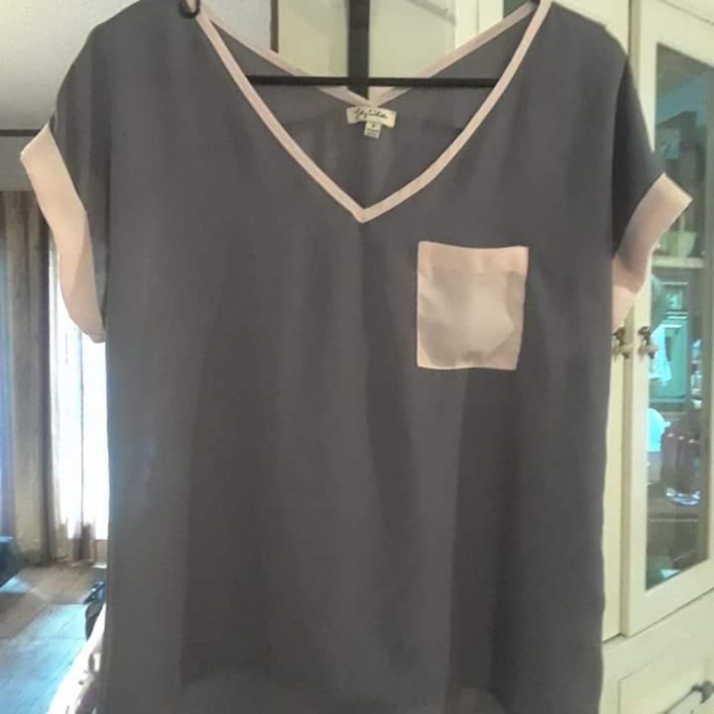 Sheer pink and grey top